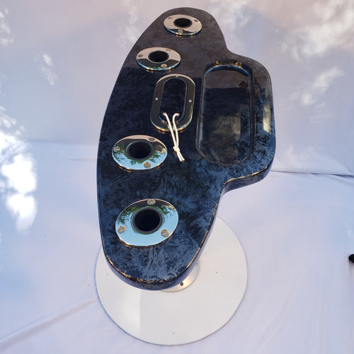 Custom Marine Rocket Launcher Rod Holder — Black Marble Candy + Mako Shark Diorama — Handcrafted, Limited Edition Board #1